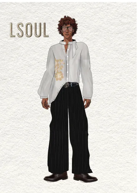 LSOUL fashion concept with an off-white jacket and black trousers
