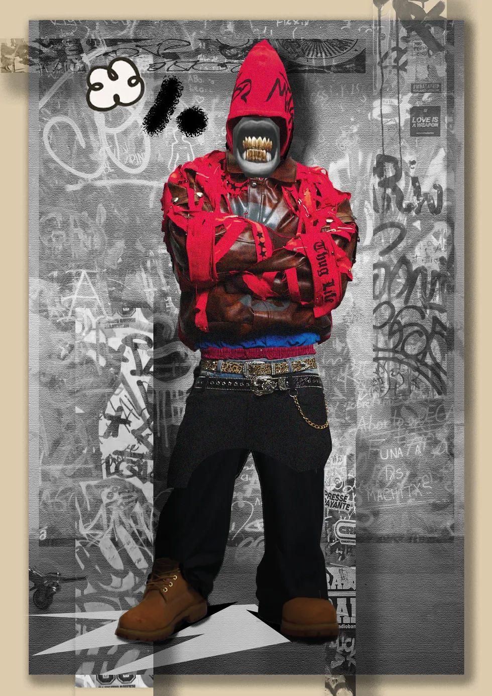 Gentle Hooligan character artwork in red and black